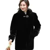 浮かぶミンクの毛皮のジャケットの女性の中長冬の肥厚中年の母親の母親は、Fauxコートベルベット厚さA670 211220