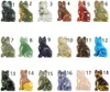 Favore di partito all'ingrosso Ametista naturale Tasca intagliata Gatto fortunato Cristalli Pietre curative Figurine Da collezione 1,5 pollici Decorazioni per la stanza Pietra preziosa KD1