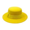 Berets Winter kleurrijke Fedora Hat Flat Top Brim Wool Jazz Men Panama Trilby Cap Trend Gambler hele8554862