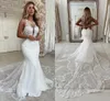 Sexy Mermaid Beach Wedding Dresses Deep V Scoop Neck Lace Appliques Bride Dress Open Back Country Style Bridal Gown Vestido De Novie Custom Made estido