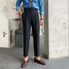 Pantaloni da uomo Autunno 2023 Business di alta qualità Casual drappeggiato Pantaloni a vita alta Pantaloni alla moda Formali per uomo Traje De Vestir Hombre