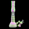 3 layer filtration Glass tube beaker bong water pipe Silicone hookah tobacco smoking for Dry Herb Unbreakable bongs hookahs