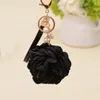 Neue Lederbandstofftuch Rose Blumen Schlüsselbeutel Anhänger Auto Accessoire Charme für Frauen Schlüsselketten Schnalle Schlüssel Ring Geschenk