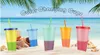 Color Changing Cups with Straw Set, 24oz Cold Water Cups, Summer Iced Coffee Party Cup for Adults, Plastic Drinkware