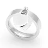 Titane Acier Lettre Bague Avec Timbre Argent Or Rose Femmes Double Coeur Anneaux pour Cadeau Fête Taille 6-10262L