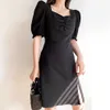 Women Sexy Fashion Mini Dresse Basic Split Bodycon Black Dresses Female Casual Short Sleeve A Line Dress Party Club Wear 210608