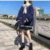 HOUZHOU Bunny Hoodie Kawaii Cute Tops Rabbit Ears Japanese Streetwear Soft Girl Aesthetic Sailor Collar School Uniform 211220