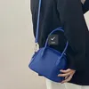 Motif de litchi bleu Texture douce et cireuse Sacs Une épaule Portable Petite Niche Conception Printemps Et Été All-Match Messenger Bag Femme