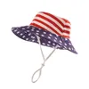 Fashion Street American Flag Fisherman Hat Bomull Sommar Bucket Cap Baby Män Kvinnor Solskyddsmedel Solhattar