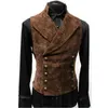 Vintage rouge daim costume Gilet hommes marque Double boutonnage gilets Gilet décontracté mince sans manches Steampunk Gilet Homme 3XL 210925