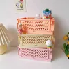 Hopfällbar crate plast förvaring korgar vikning skrivbord kosmetiska sundries arrangör låda staplable fruktmat leksaker bin 210609
