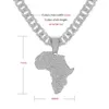 Fashion Crystal Africa Map Pendant Necklace For Women Men039s Hip Hop Accessories Jewelry Choker Cuban Link Chain Gift 210721273648721