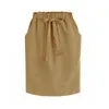 Printemps été élégant Midi jupes femmes bureau jupe crayon coton taille élastique paquet hanche jupe arc jupe vert 210527