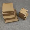 50pcs Thick carton box Kraft Paper Small Gift Packaging Box Natural Brown Cardboard Jewelry Blank Corrugated 210724