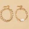 Link Chain Bohemian Style Geometric Imitation Pearl Armband Gold and Silver Color Metal Set Women's Jewel Gifts Kent22