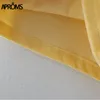 APROS Yellow Velvet Top Top и шорты Women 2 штуки устанавливают летняя вышивка шорты Cami Shorts Женская гостиная костюм 210302
