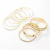 9pcs/set Women Gold Color Bangles Fashion Lady Crystal Luxury Wedding Bracelets Bangles Trendy Indian Bangle Jewelry Accessories Q0719