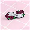 Pins Brooches Jewelry "Feminist" Flowers Logo Special Enamel Cartoon Brooch Creative Letter Lapels Denim Badges Gifts For Children Pins Dro