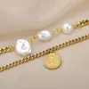 Link Kette Vintage Barock Perle Armband Für Frauen Mode Asymmetrische Armreifen Armbänder Charme Perlen Schmuck Geschenk Inte22