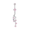 14g Zircon Heart Belly Knapp Ring Dangle Skull Navel Piercing Smycken Rostfritt Stål Barbell För Kvinnor