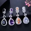 Europejski i amerykański styl wysokiej jakości duży fioletowy kryształ długi drop Dangle kostium kolczyki dla kobiet CZ167 210714