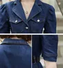 summer Women Denim Straight Slim Jeans Solid High Waist short Sleeve Casual Dresses 210531