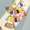 Pendant Necklaces Korea Colorful Resin Teddy Bear Pendent Zircon Crystal Pearl Chain For Women Lovers Jewelry Fashion Gift258r