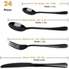 24PCS Black Gold Dinnerware Set Stainless Steel Flatware s Tableware Cutlery Party Candlelight Dinner Wood Gift Box 211229