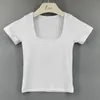 Women's T-Shirt Babydoll Sexy Short Top Cropped Waist Slim Square Collar Show Chest Big Summer