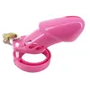Кукол розовый пластиковый мужской целомудрийный аппарат CB6000 5 Размер пениса кольцо из короткиный клетчатый ленточный замок взрослых секс игрушки G7-3-5 1124