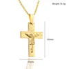 Jesus Cross Pendant Halsband män kvinnor guld färg rostfritt stål byzantinsk kedja kristen korsfix smycken gåva