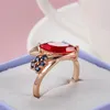 Cluster Rings Kinel Luxury 585 Rose Gold Red Ruby Stone Ring For Women Mosaic Blue Natural Zircon Vintage Ethnic Bride Wedding Jewelry