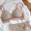 Nxy Sexy Set Brar Краткая сексуальная кружева тонкий хлопок подкладки треугольник Кубок беспроводные и трусики нижнее белье маленькие груди женщины бельё 1127