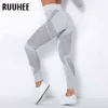 RUUHEE Seamless Leggings Women 2021 Yoga Pants Hollow out Workout Sportswear FitnessHigh Waist Leggings Gym Leggings Girl H1221