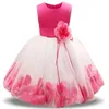 Mädchen Rose Blütenblatt Saum Nette Prinzessin Blumen Kleid Kinder Weihnachten Kleider Für Mädchen Hochzeit Geburtstag Vestidos Party Kleid 4-10Y 210303