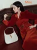 Hochwertige modische Lederhandtasche wildes Temperament Unterarmtasche tragbare rote Damentasche Messenger Schulter Retro