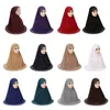 High Quality Muslim Big Girls Hijab with Rhinestone Glitters Top Pull On Islamic Scarf Amira Headwrap Pray Scarves Headscarf