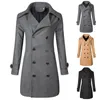 Men's Wool & Blends Men Lapel Double Collor Woolen Overcoat Winter Trench Coat Breasted Warm Tops Jacket Formal Outwear Viol22