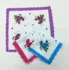 Zakdoek Kleuren Crescent gedrukte zakdoek katoenen bloemen hankie bloem geborduurde zakdoek kleurrijke dames zakdoeken WMQ642