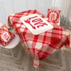 Alla hjärtans tyg Vattentät Bomull och linne Material Table Runner Red Pink Plaid Love Non-Slip Burlap Rectangle Duklothes