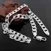 Chains 925 Sterling Silver 50cm 60cm 20 24 Inch 10MM Flat Sideways Figaro Chain Necklace For Women Men Jewelry Gift1961