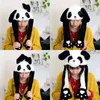 Children Adult Short Plush Cute 3D Cartoon Panda Animal Hat with Moving Ears Double Airbag Paws Warm Earflap Cap Party Props Y21111