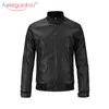 Aelegantmis Classic Brand PU Veste en cuir Hommes Casual Biker Moto Noir Marron Automne Hiver Mens Vêtements d'extérieur Plus Taille 210607