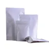 Sac en papier Kraft blanc debout, pochette d'emballage en aluminium, pour aliments, thé, collation, sacs refermables anti-odeur