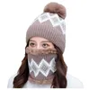 Beanie/Totenkopfkappen Winter Strickmütze für Frauen Mützen Herbst Verdickung Gehörschutz Camping Maske Wanderschals Rosa Rot Sets Delm22