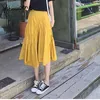 Yitimuceng Irregular Skirt Women Folds Vintage High Waist A-Line Solid Clothing Spring Summer French Fashion Skirts 210601