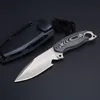 High Quality Outdoor Survival Straight Hunting Knife 9Cr18Mov Satin Drop Point Blade Full Tang Micata Handle Fixed Blade Knives With Kydex