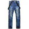 Pantaloni da sci Top Quality Snow Men Denim Man Ski Waterproof Outdoor Sportwear Warm Bretelle Pantaloni da cintura