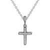 Classic Jesus Cross Pendant Fit Charm Bracelet & Necklace Pave Stones Crystal Beads for Jewelry Making 925 Sterling Silver DIY Q0531