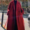 Manteau de laine rouge Version coréenne mi-longue pour femme de l'automne et de l'hiver Manteau de laine de tempérament ample au-dessus du genou 211104